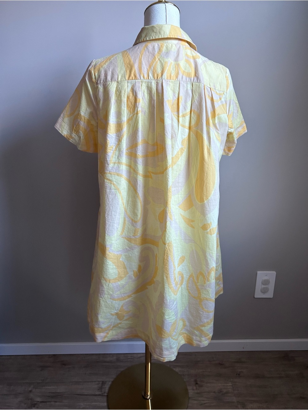 1. State Short-Sleeve Light pale butter Yellow Button front Shirt dress summer - Picture 2 of 9